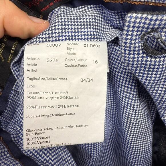 Gruppo Artigiani Pants Men's 34x34 Gray Italy made Textured Hook Loop Dress Wool - Picture 9 of 11